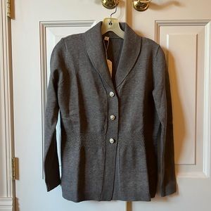 Gray Peplum Sweater with pearl buttons size S brand new!  Never worn